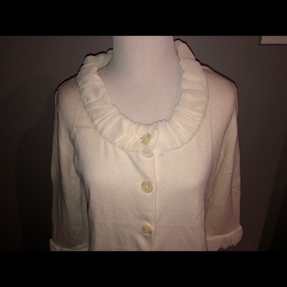 Elegant J Jill cream cardigan with 3/4 sleeves - Picture 3 of 7
